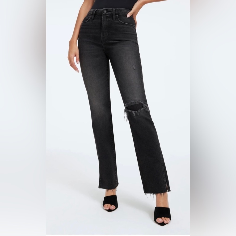 10 32 NWT GOOD AMERICAN GOOD BOY JEANS BLACK
